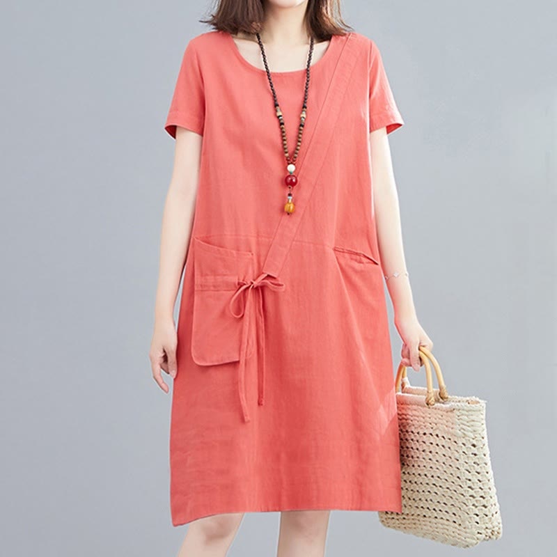 Tactile Cotton Linen Minimalist Grounding Midi Dress