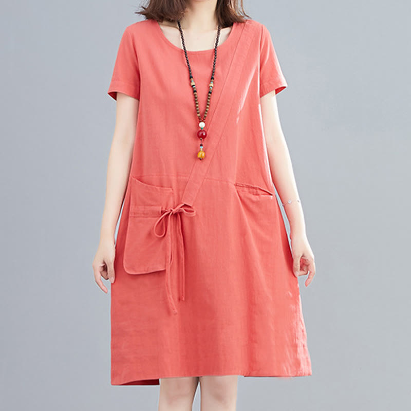 Tactile Cotton Linen Minimalist Grounding Midi Dress