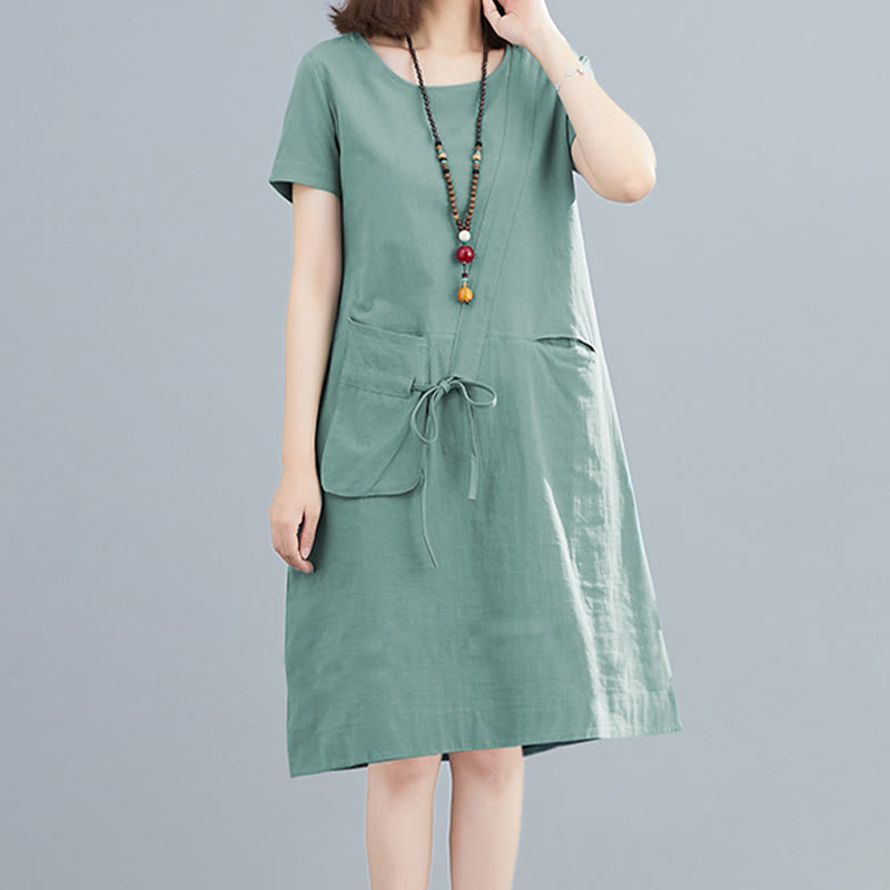 Tactile Cotton Linen Minimalist Grounding Midi Dress