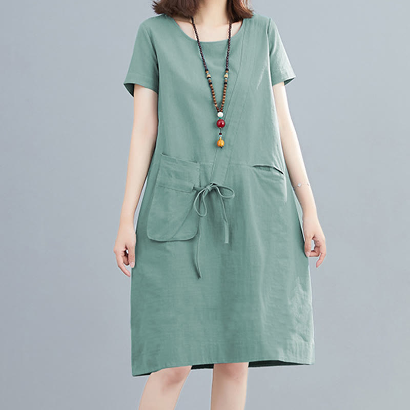 Tactile Cotton Linen Minimalist Grounding Midi Dress