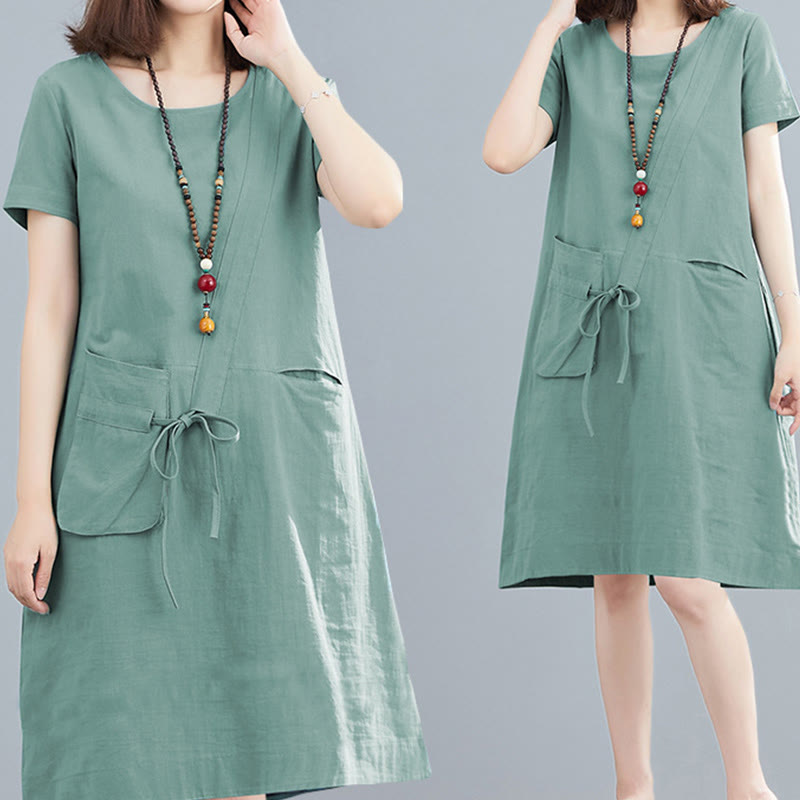 Tactile Cotton Linen Minimalist Grounding Midi Dress