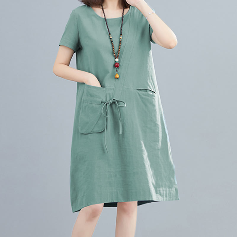 Tactile Cotton Linen Minimalist Grounding Midi Dress