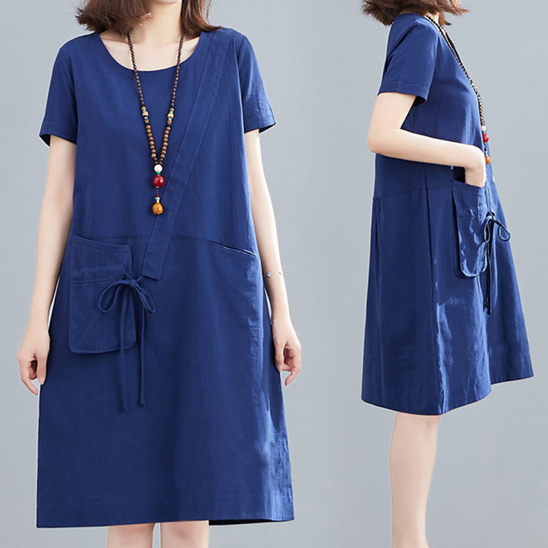 Tactile Cotton Linen Minimalist Grounding Midi Dress