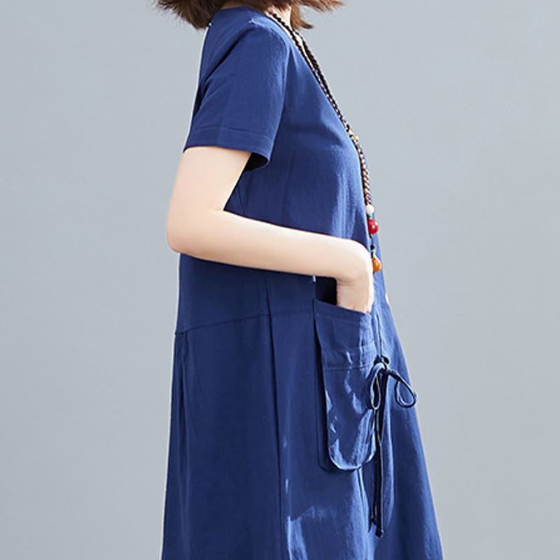 Tactile Cotton Linen Minimalist Grounding Midi Dress