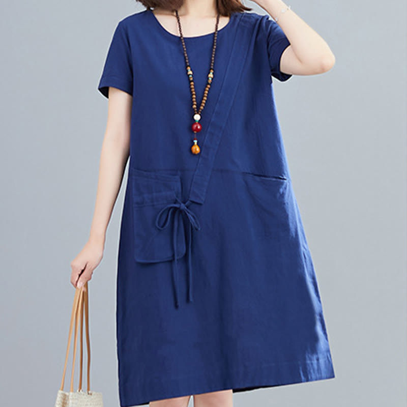 Tactile Cotton Linen Minimalist Grounding Midi Dress