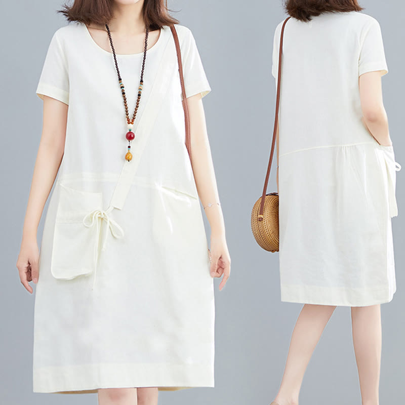 Tactile Cotton Linen Minimalist Grounding Midi Dress