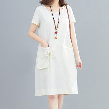Tactile Cotton Linen Minimalist Grounding Midi Dress