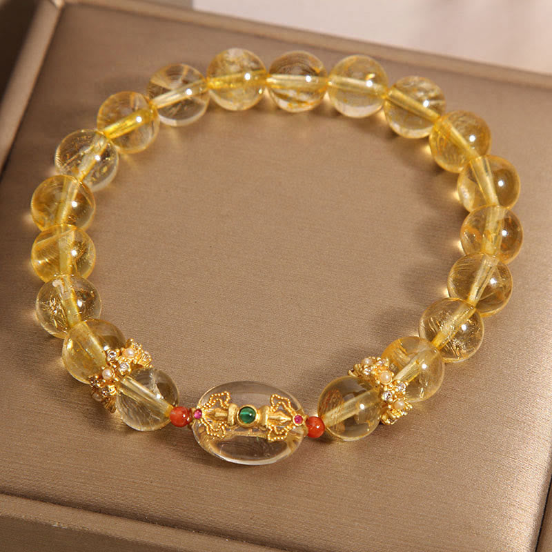 Natural Golden Rutilated Quartz Beads Auspiciousness Bracelet