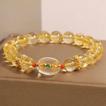 Natural Golden Rutilated Quartz Beads Auspiciousness Bracelet