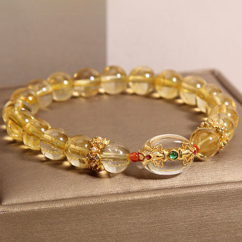 Natural Golden Rutilated Quartz Beads Auspiciousness Bracelet