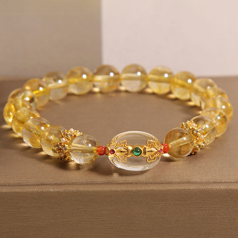 Natural Golden Rutilated Quartz Beads Auspiciousness Bracelet