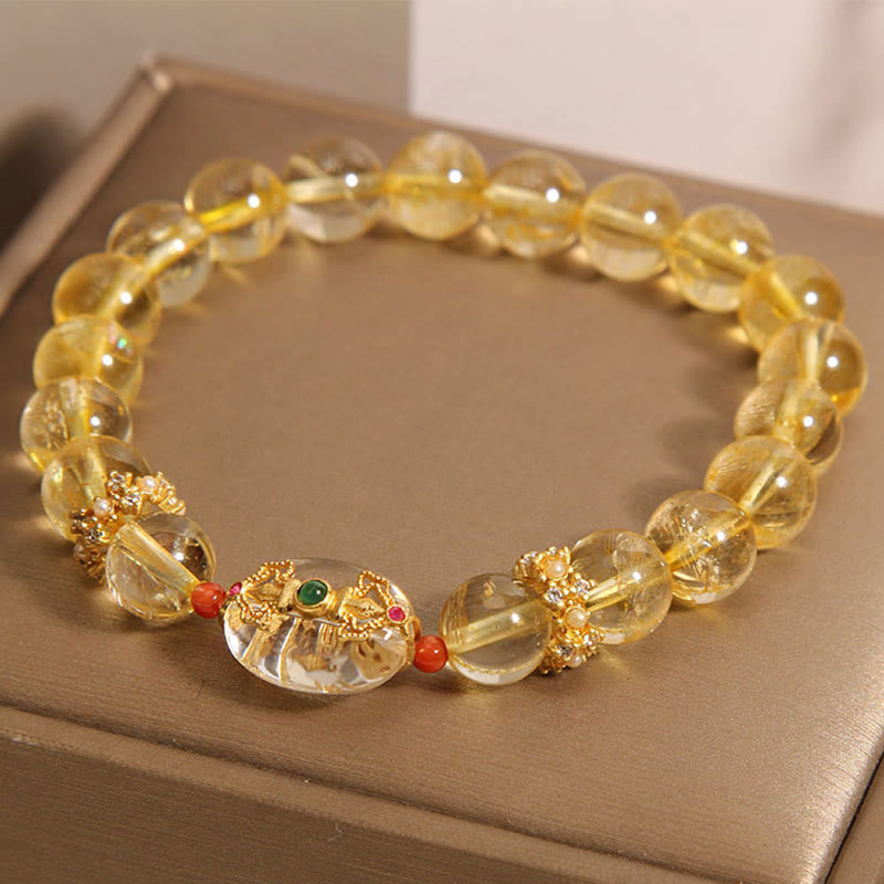 Natural Golden Rutilated Quartz Beads Auspiciousness Bracelet