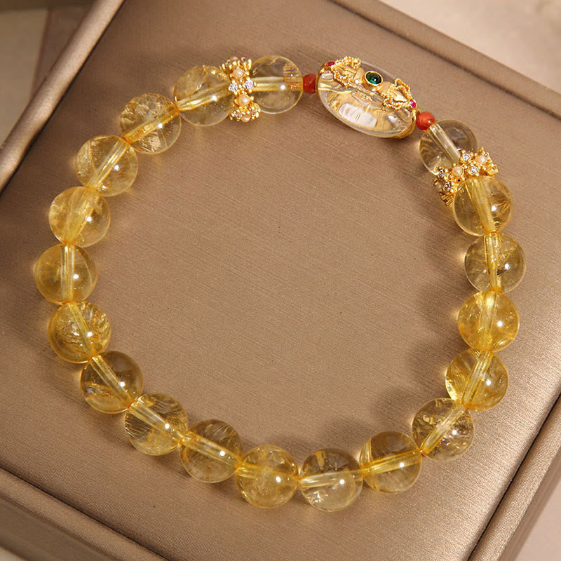 Natural Golden Rutilated Quartz Beads Auspiciousness Bracelet