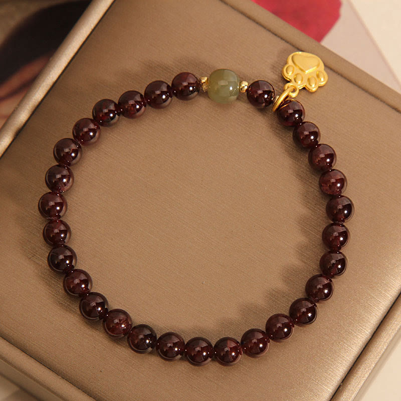 Cat's Paw Garnet Hetian Jade Beads Purification Bracelet