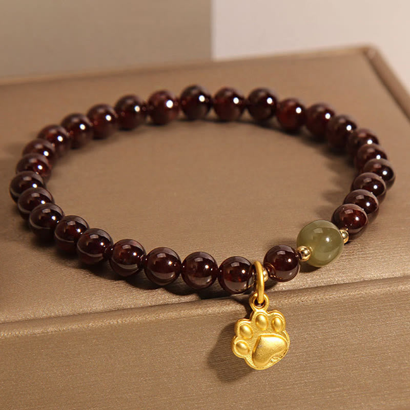 Cat's Paw Garnet Hetian Jade Beads Purification Bracelet