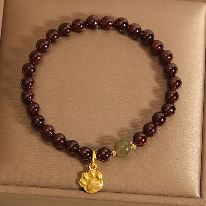 Cat's Paw Garnet Hetian Jade Beads Purification Bracelet