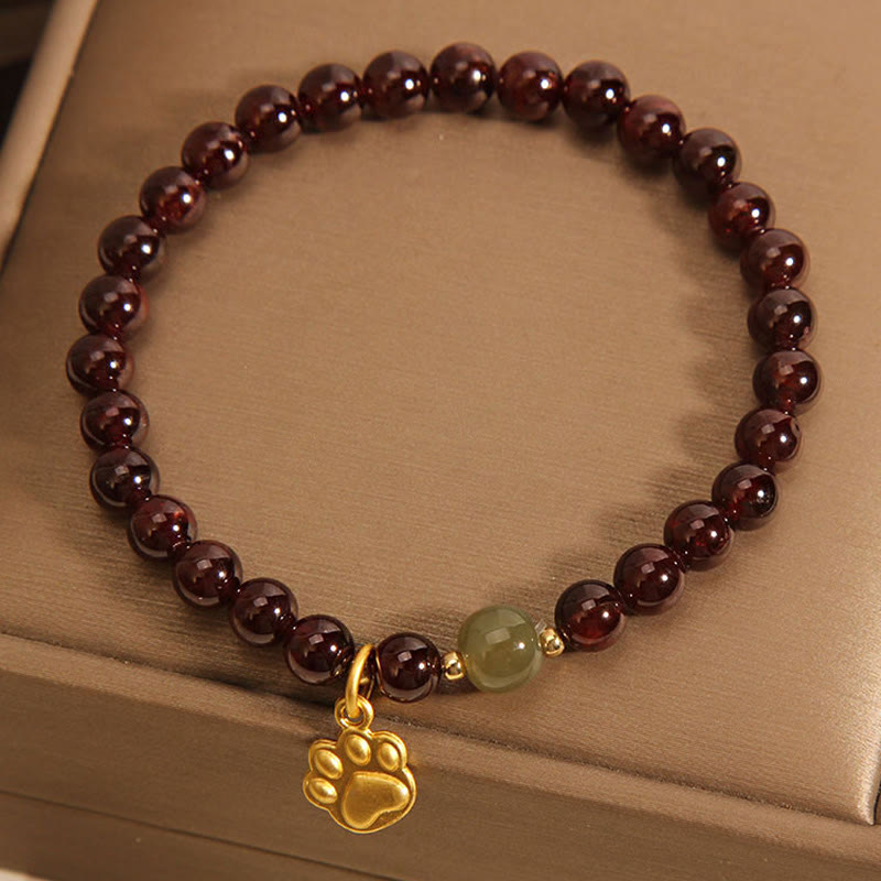 Cat's Paw Garnet Hetian Jade Beads Purification Bracelet