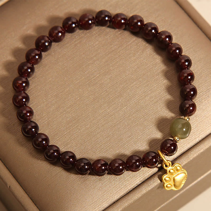 Cat's Paw Garnet Hetian Jade Beads Purification Bracelet