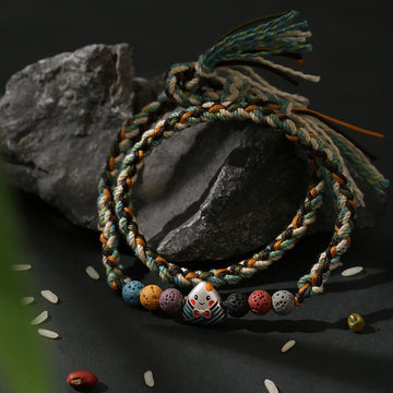 Dragon Boat Festival Colorful Rope Lava Rock Fu Character Rice Dumplings Luck Braided Bracelet