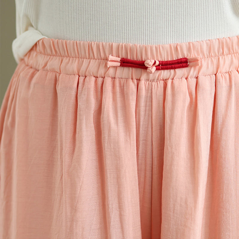 Casual Vintage Side Slit Hem Design Cotton Linen Women's Wide Leg Pants With Pockets