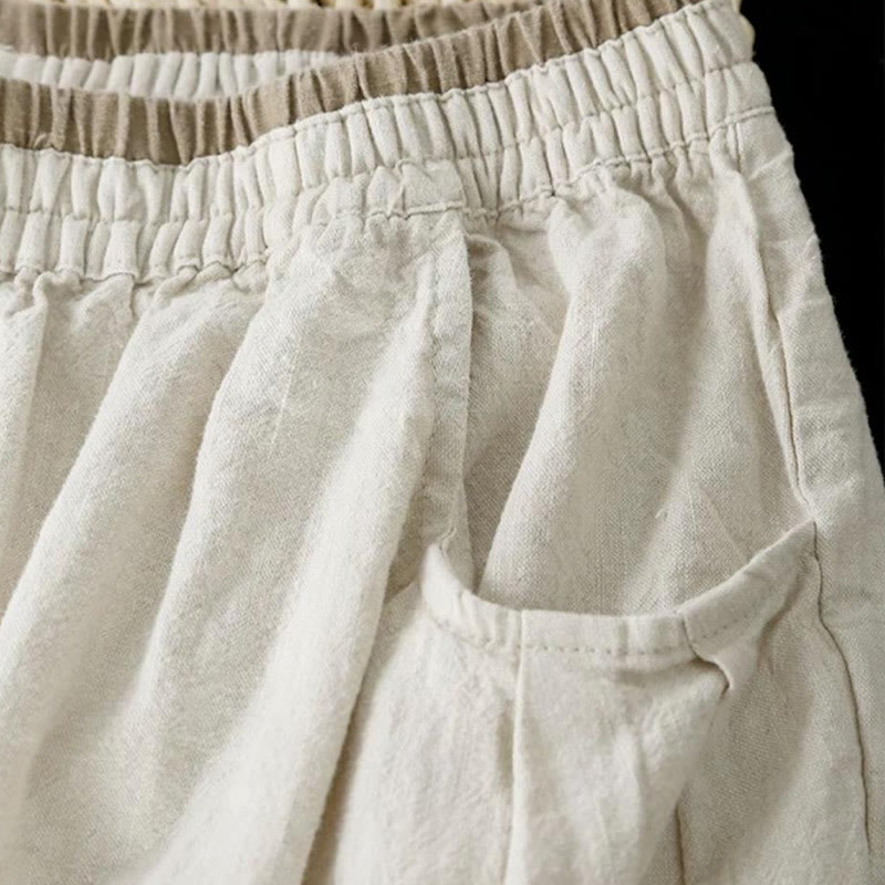 Tactile Cotton Linen Cropped Tapered Meditation Harem Pants