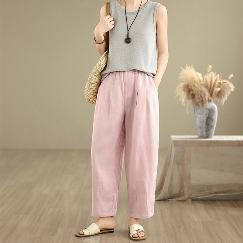 Breathable Cotton Linen High-Waist Meditation Harem Pants