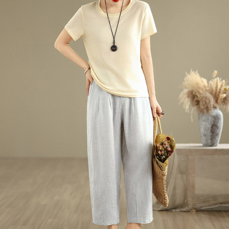 Breathable Cotton Linen High-Waist Meditation Harem Pants