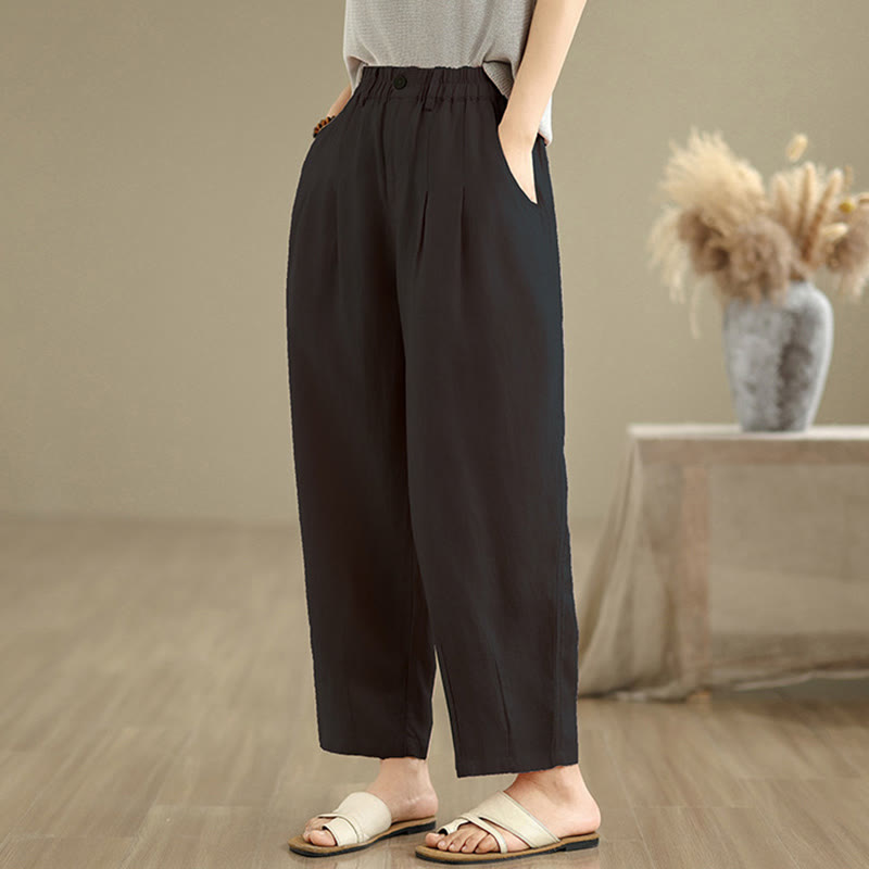 Breathable Cotton Linen High-Waist Meditation Harem Pants