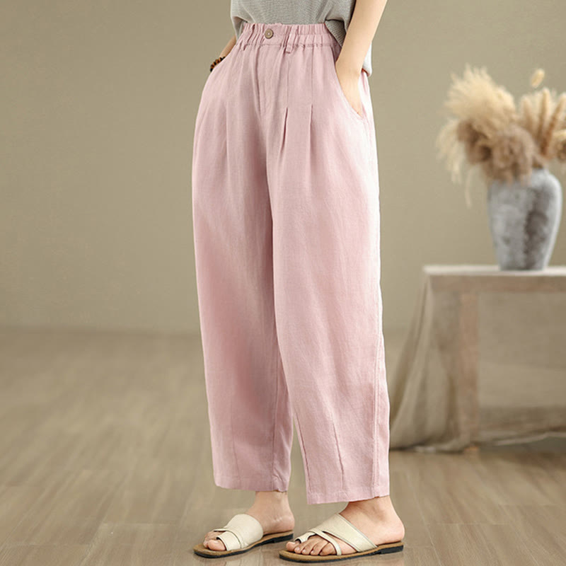 Breathable Cotton Linen High-Waist Meditation Harem Pants