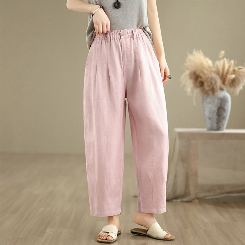 Breathable Cotton Linen High-Waist Meditation Harem Pants