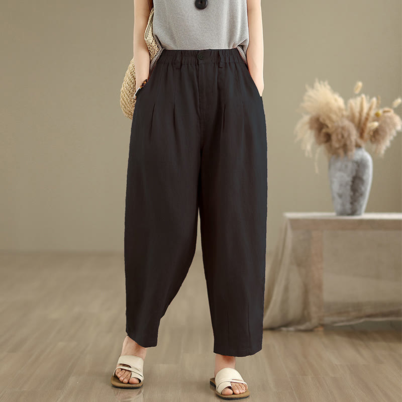Breathable Cotton Linen High-Waist Meditation Harem Pants