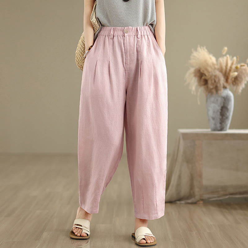 Breathable Cotton Linen High-Waist Meditation Harem Pants