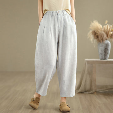 Breathable Cotton Linen High-Waist Meditation Harem Pants