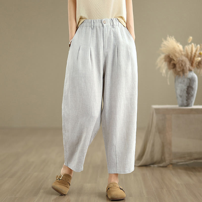 Breathable Cotton Linen High-Waist Meditation Harem Pants