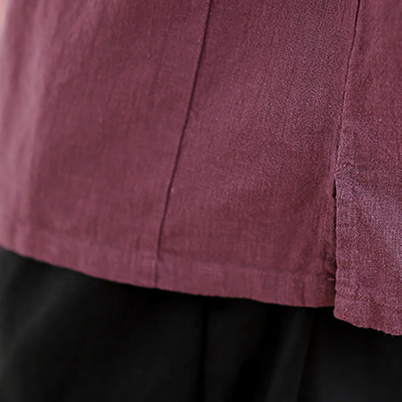 Breathable Cotton Linen Stand Collar Meditation Shirt
