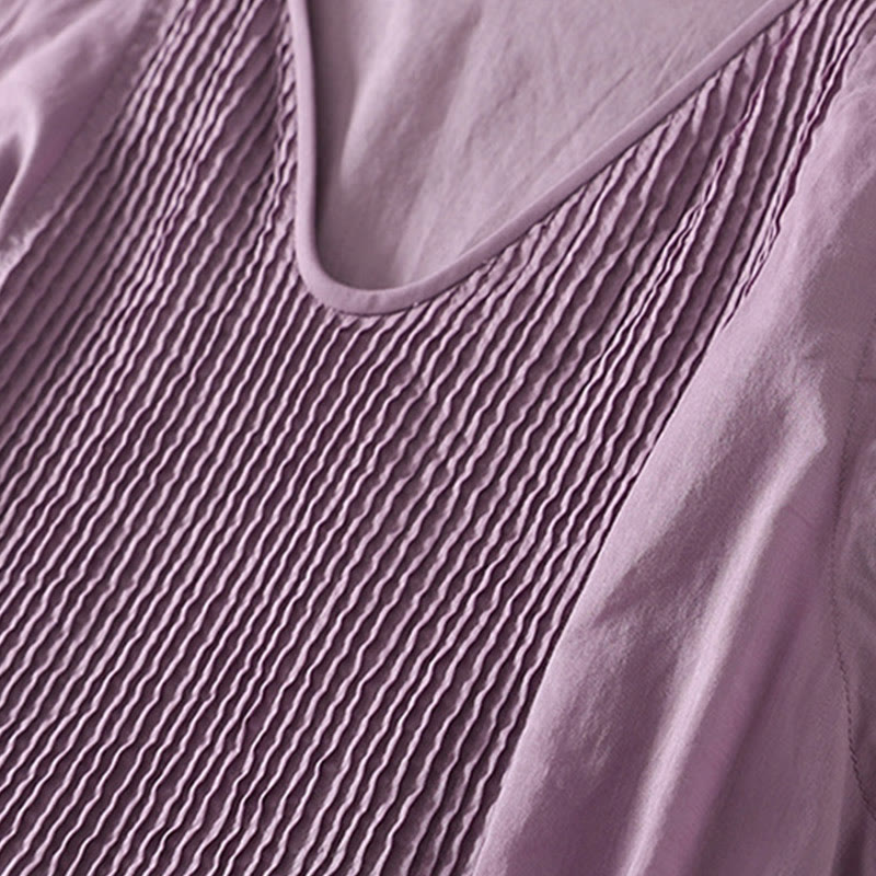 Breathable Cotton-Linen Accordion Pleat Mindful Midi Dress