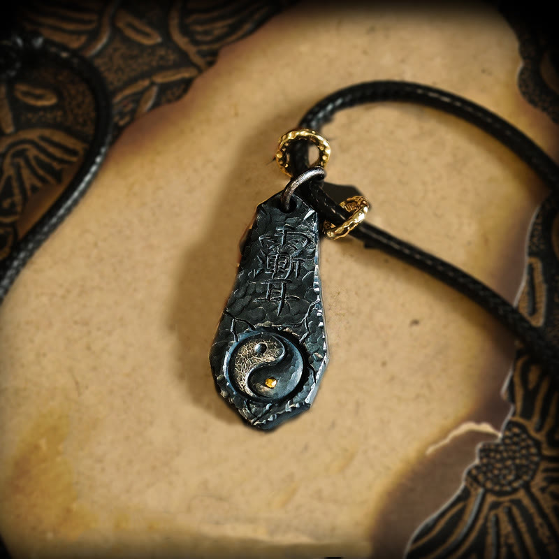 999 Sterling Silver 24k Gold Big Dipper Yin Yang Design Harmony Necklace Pendant