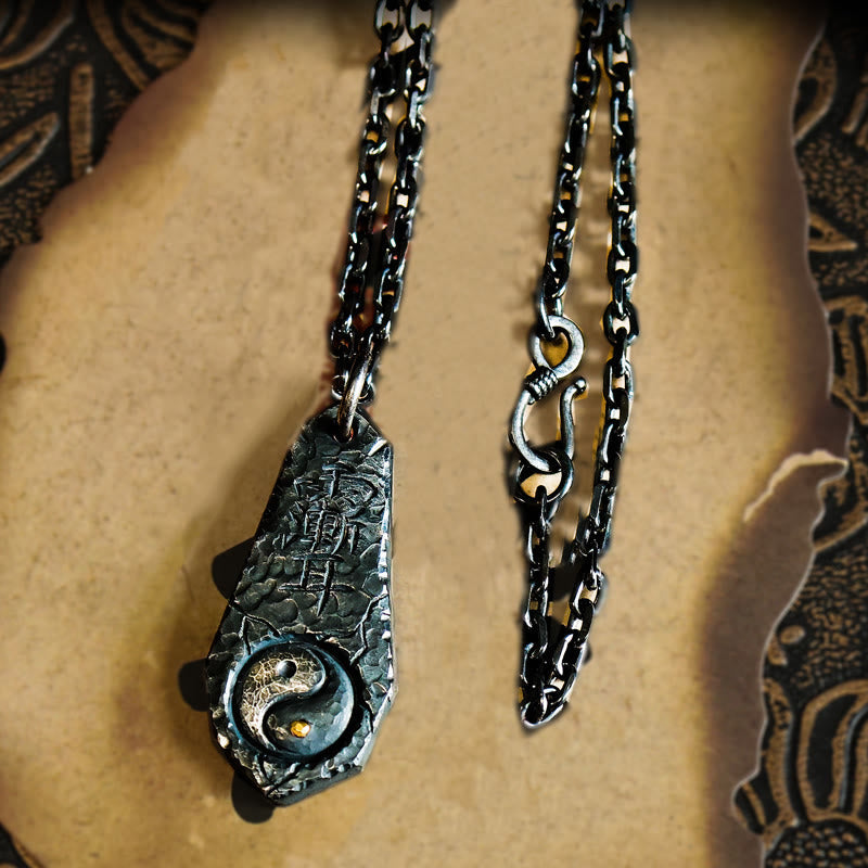 999 Sterling Silver 24k Gold Big Dipper Yin Yang Design Harmony Necklace Pendant