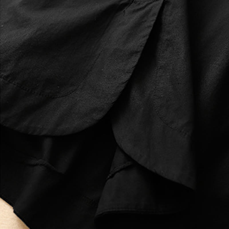Summer Plain Crew Neck Simple Short Sleeve Design Midi Dress With Pockets
