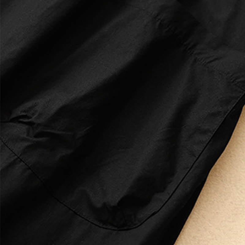 Summer Plain Crew Neck Simple Short Sleeve Design Midi Dress With Pockets