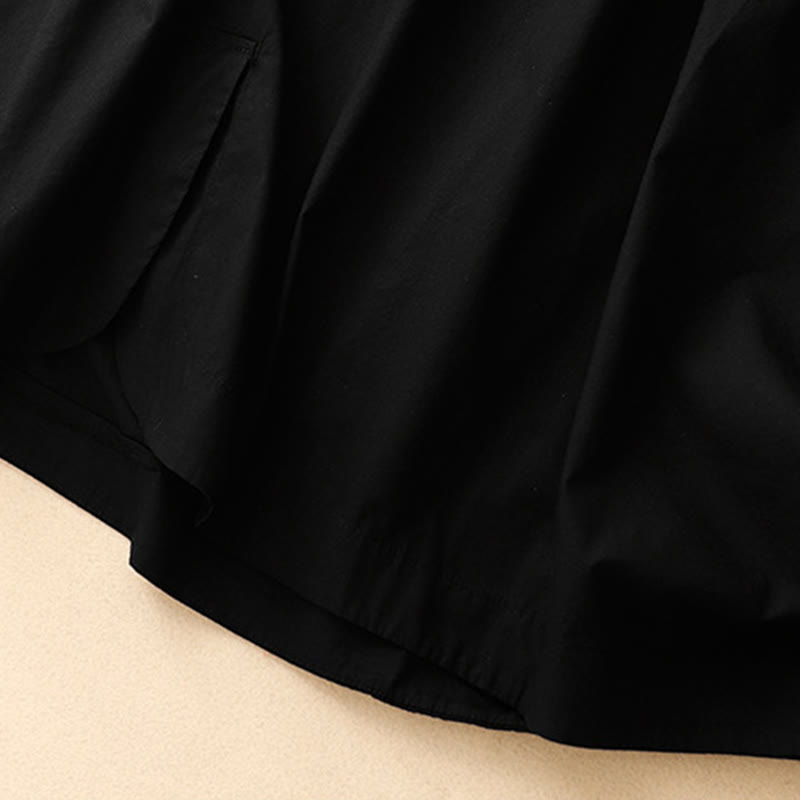 Summer Plain Crew Neck Simple Short Sleeve Design Midi Dress With Pockets