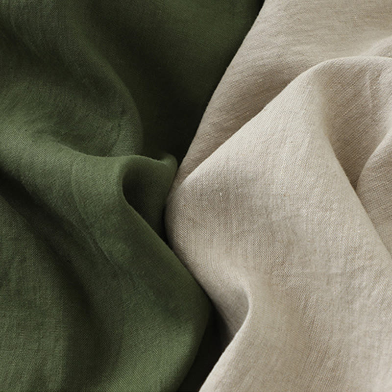 Cotton Linen Sleeveless V-Neck Grounding Midi Dress