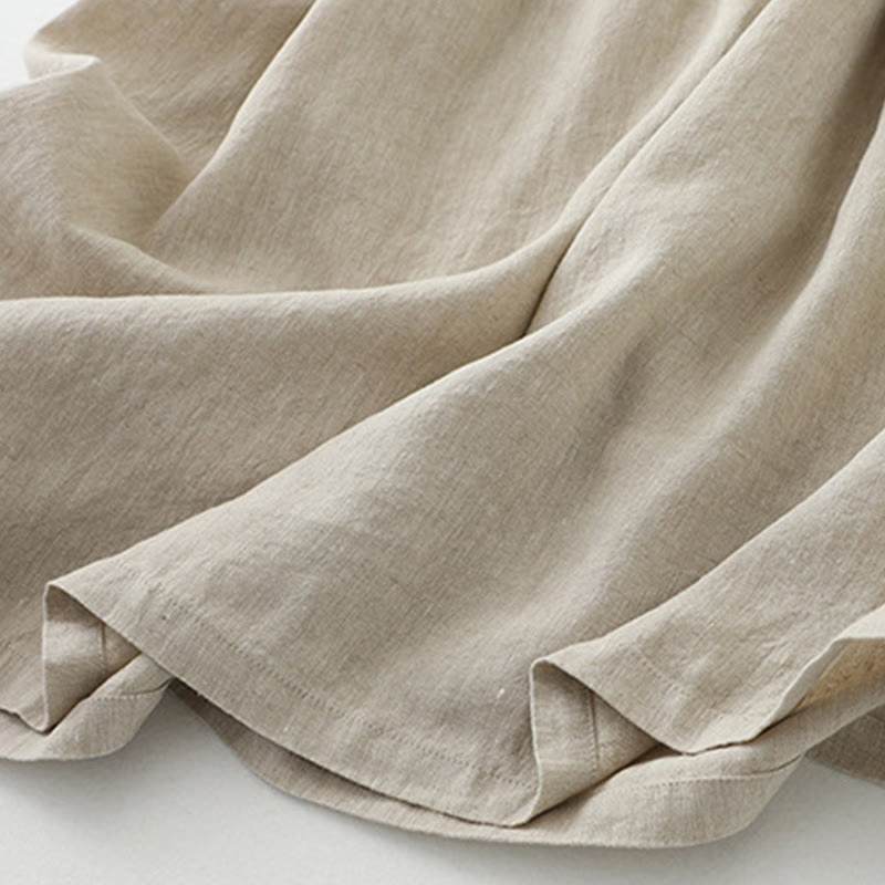 Cotton Linen Sleeveless V-Neck Grounding Midi Dress