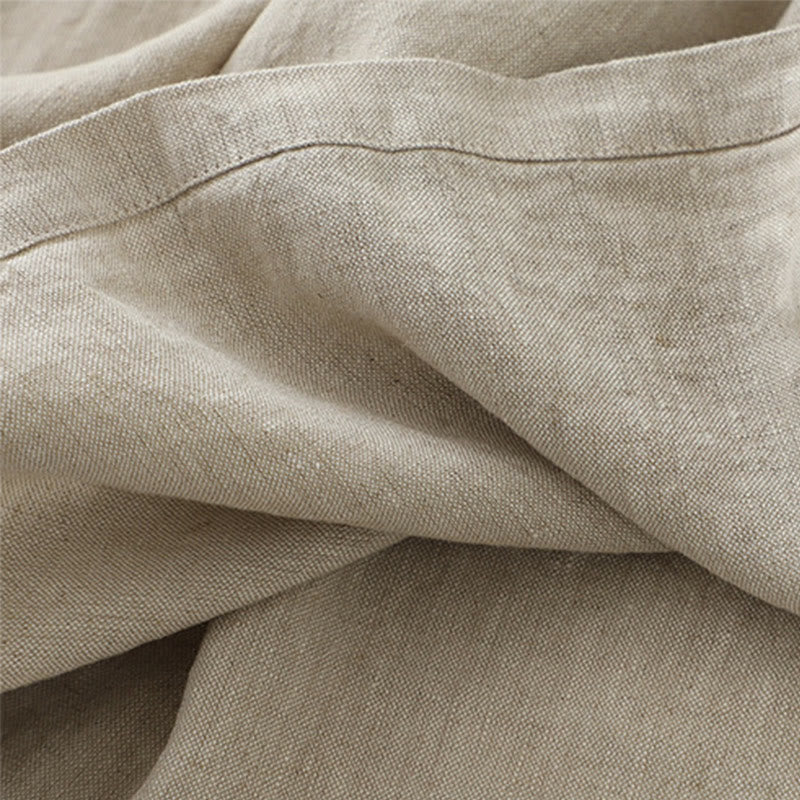 Cotton Linen Sleeveless V-Neck Grounding Midi Dress