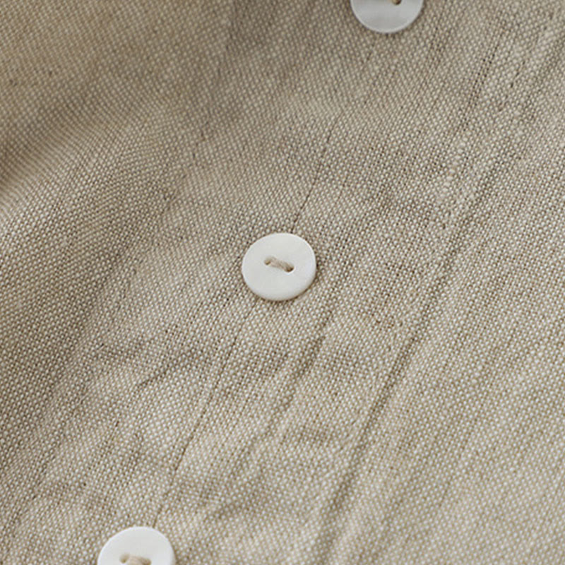 Cotton Linen Sleeveless V-Neck Grounding Midi Dress