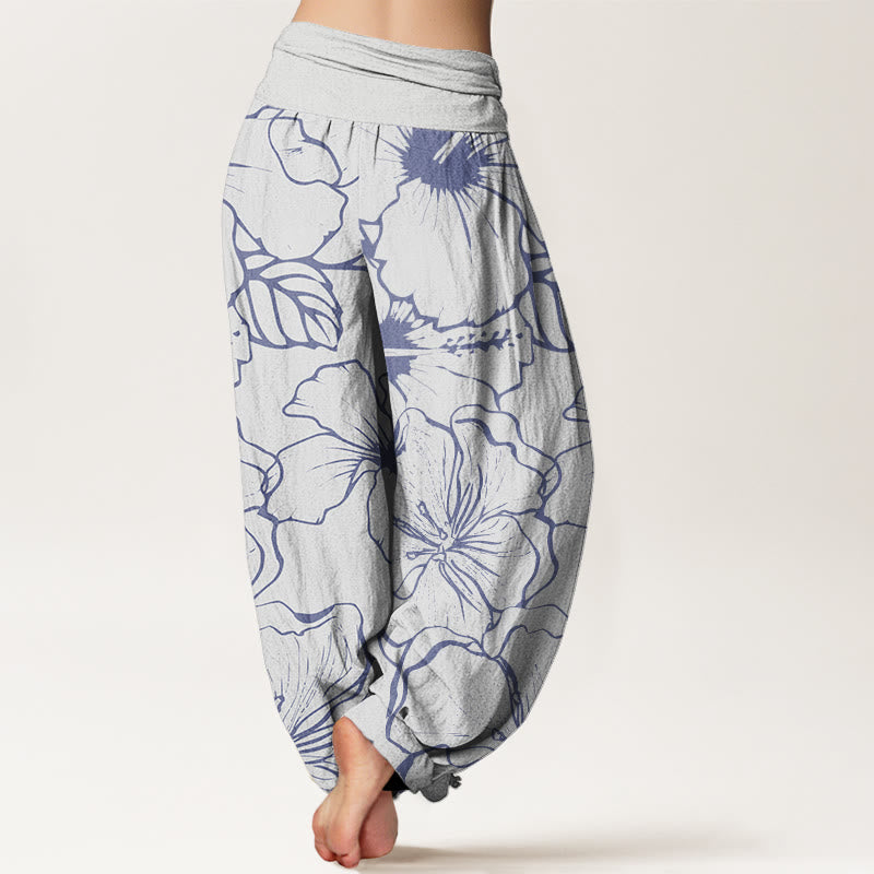 Breathable Cotton Morning Glory Print Meditation Harem Pants
