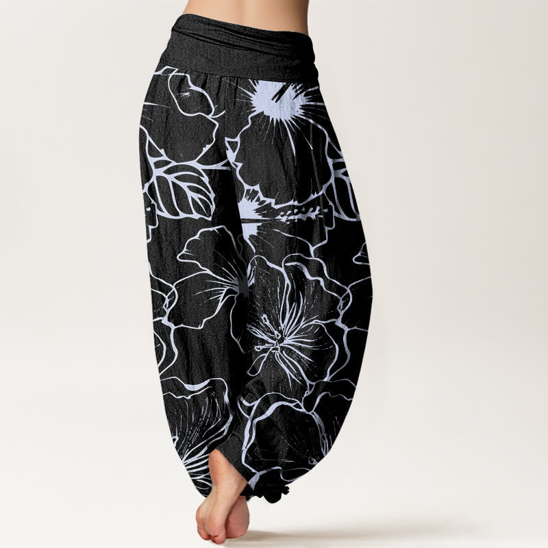 Breathable Cotton Morning Glory Print Meditation Harem Pants