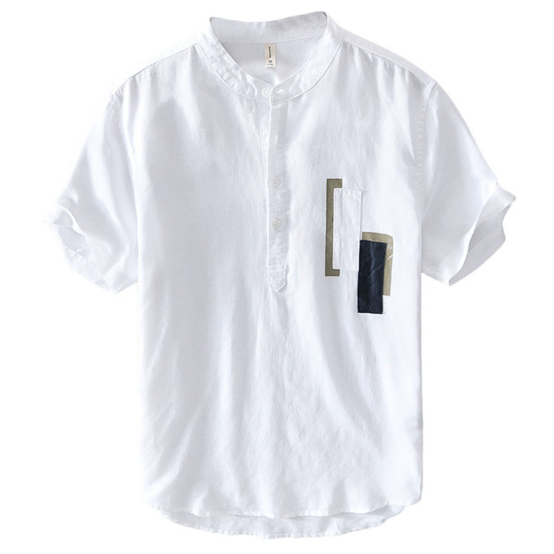 Breathable Cotton Linen Stand Collar Meditation Shirt