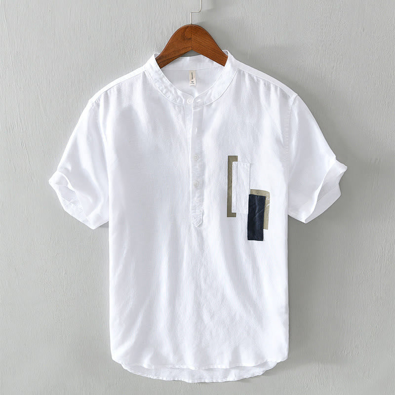 Breathable Cotton Linen Stand Collar Meditation Shirt