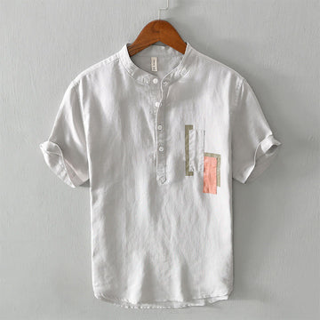 Breathable Cotton Linen Stand Collar Meditation Shirt